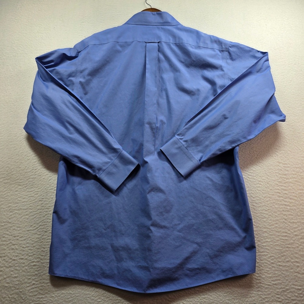 Roundtree & Yorke Button Down Shirt Mens 17 35 Blue Gold Label Fitted Non-Iron - Picture 9 of 10